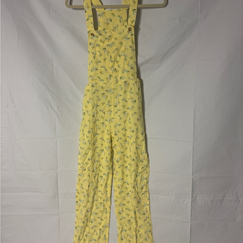 Yellow Floral Girls Jumpsuit